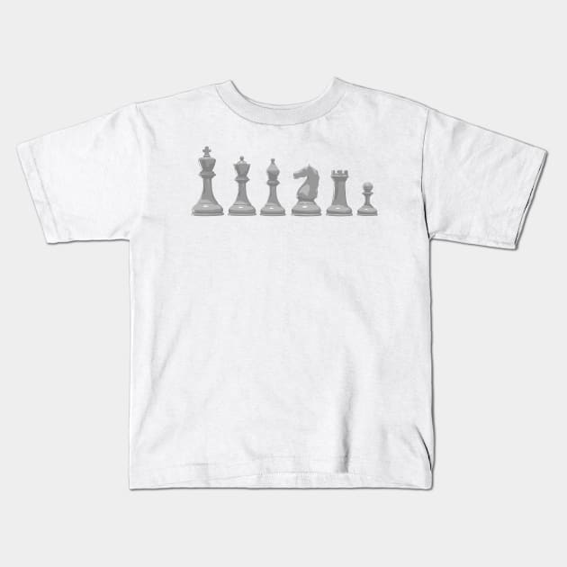 White Chess Pieces Kids T-Shirt by PH-Design